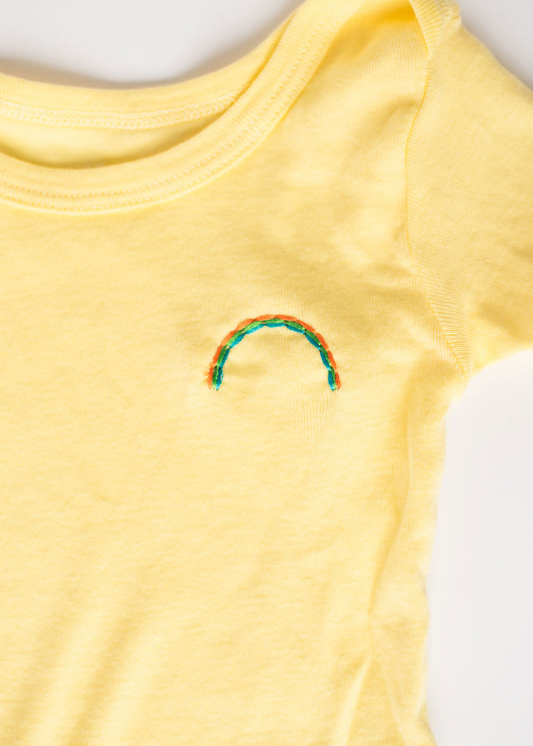 Embroidered Rainbow - Butter Yellow - PeaTree
