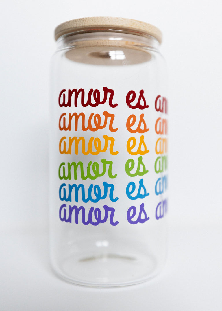 Amor es Amor - Glass Cup - 16 Oz. - Rainbow - PeaTree