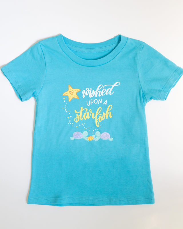 Short Sleeve Toddler Tee - Wished Upon a Starfish - Scuba Blue - PeaTree