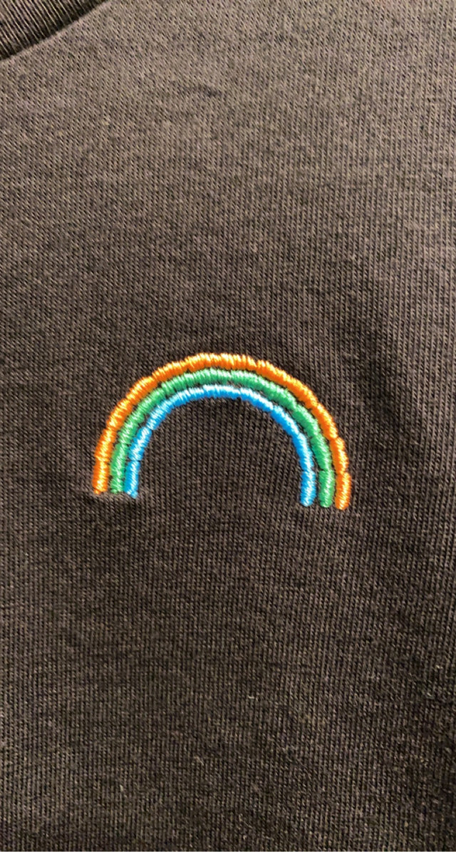 Short Sleeve Toddler Tee - Embroidered Rainbow Black - PeaTree